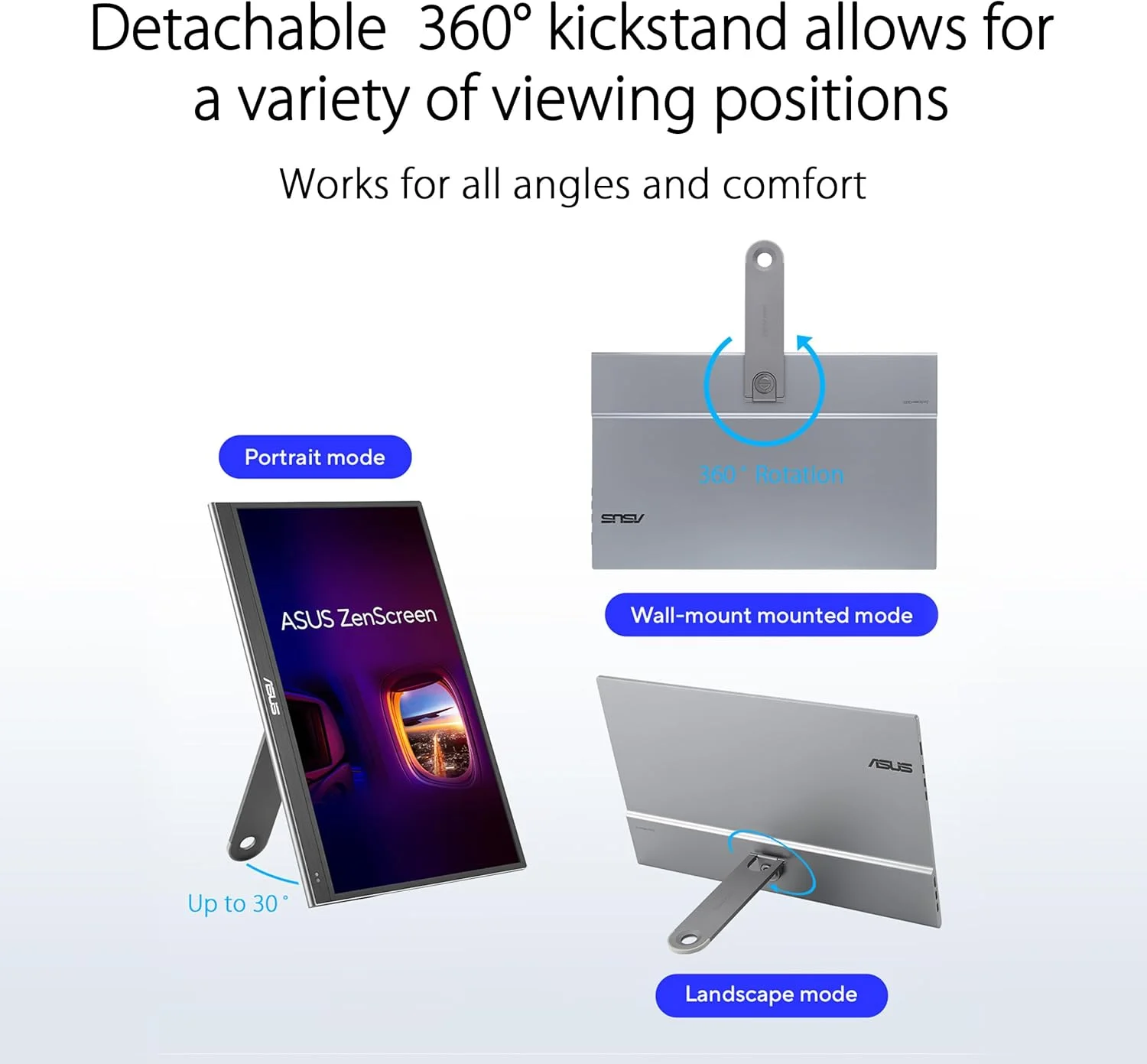 مانیتور قابل حمل 15.6 اینچی USB ایسوس ZenScreen OLED MQ16AHE - 100% DCI-P3، Full HD 1920 x 1080، 16:9، 1ms، HDR 10-720g سبک وزن، USB Type-C، Mini HDMI، چرخش خودکار، پایه 360 درجه، سوکت