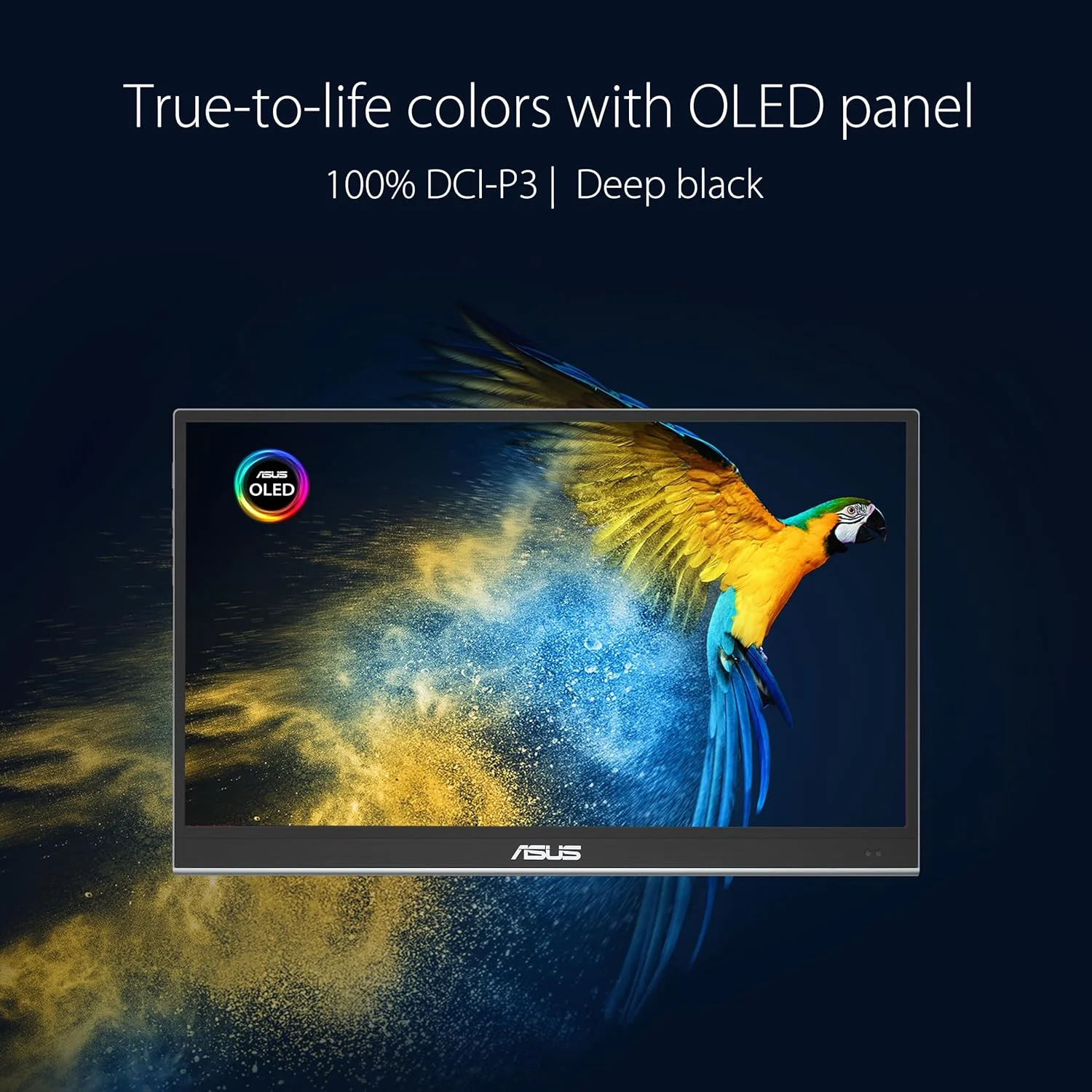 مانیتور قابل حمل 15.6 اینچی USB ایسوس ZenScreen OLED MQ16AHE - 100% DCI-P3، Full HD 1920 x 1080، 16:9، 1ms، HDR 10-720g سبک وزن، USB Type-C، Mini HDMI، چرخش خودکار، پایه 360 درجه، سوکت