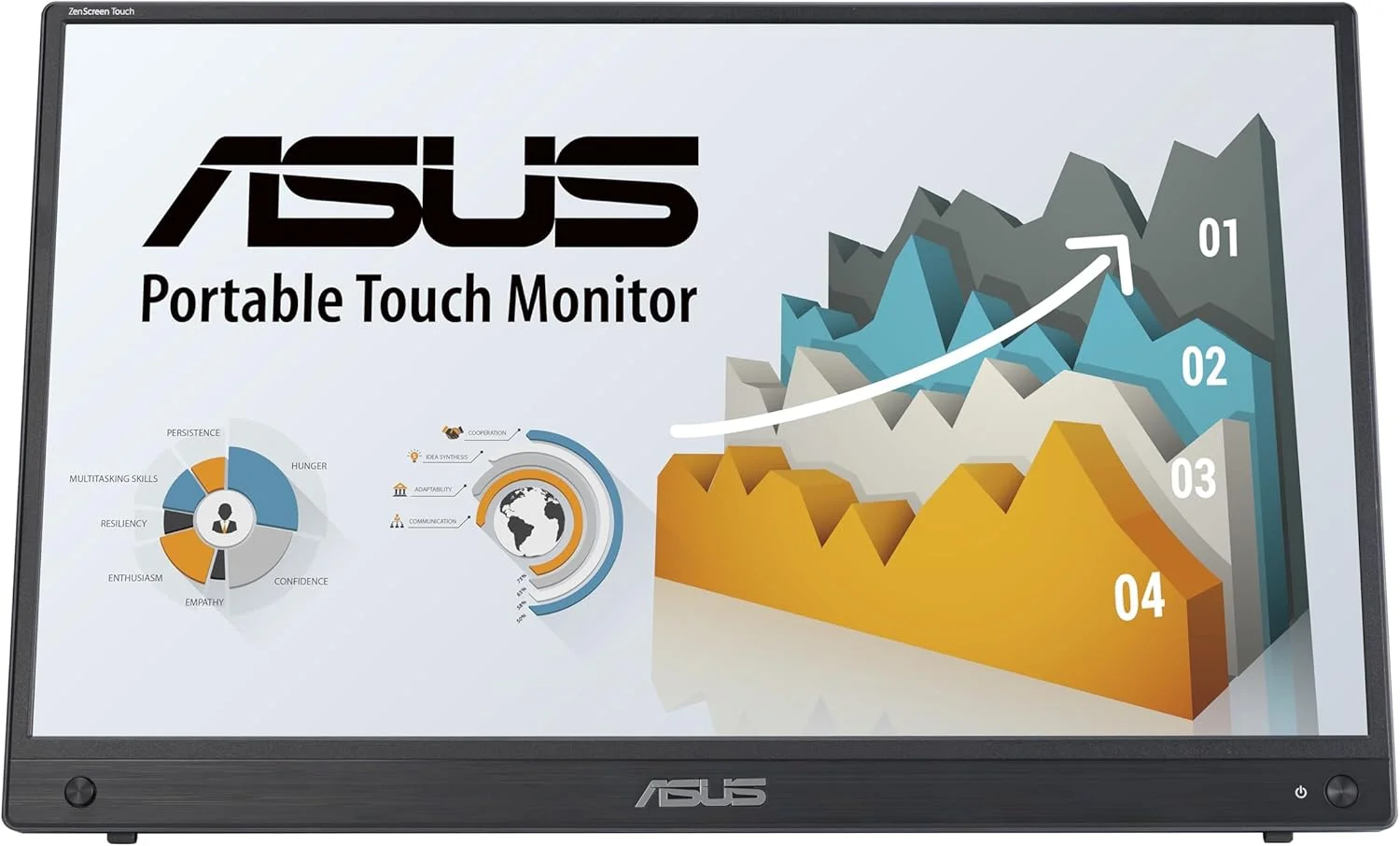 مانیتور قابل حمل لمسی ASUS ZenScreen MB16AHT | سایز 15.6 اینچ FHD (1920 x 1080) | IPS | لمس 10 نقطه ای | Mini-HDMI, Type-C | پایه ارگونومیک، سوکت سه پایه، فناوری ASUS Flicker Free و Low Blue Light