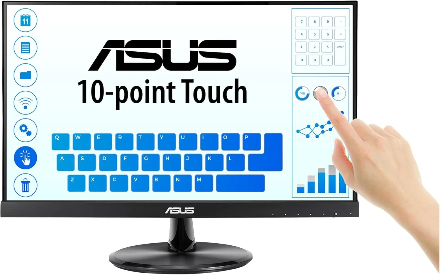 مانیتور لمسی ASUS VT229H - 21.5 اینچ FHD (1920x1080)، لمس 10 نقطه ای، IPS، زاویه دید گسترده 178 درجه، بدون قاب، نور آبی کم، HDMI