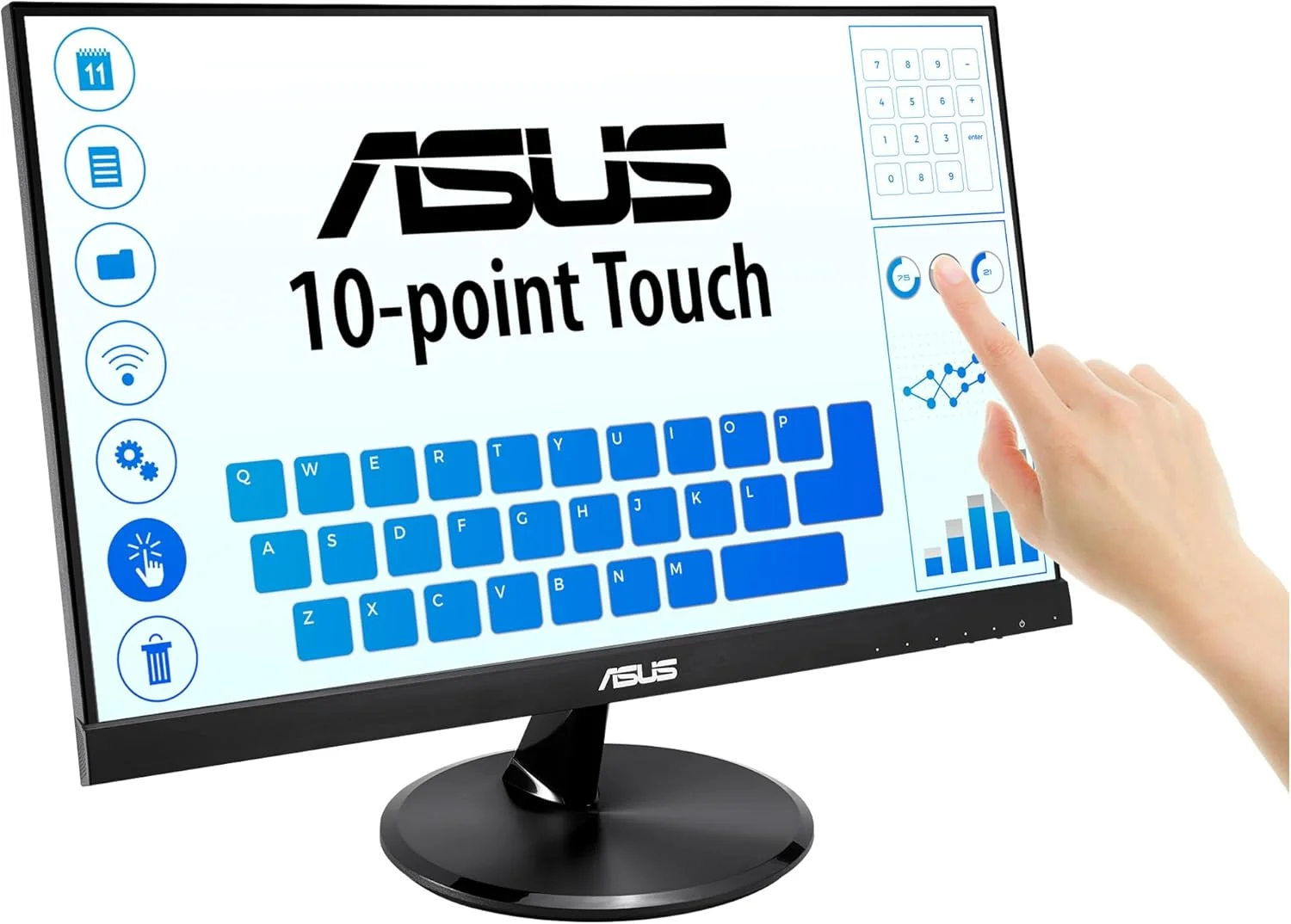 مانیتور لمسی ASUS VT229H - 21.5 اینچ FHD (1920x1080)، لمس 10 نقطه ای، IPS، زاویه دید گسترده 178 درجه، بدون قاب، نور آبی کم، HDMI