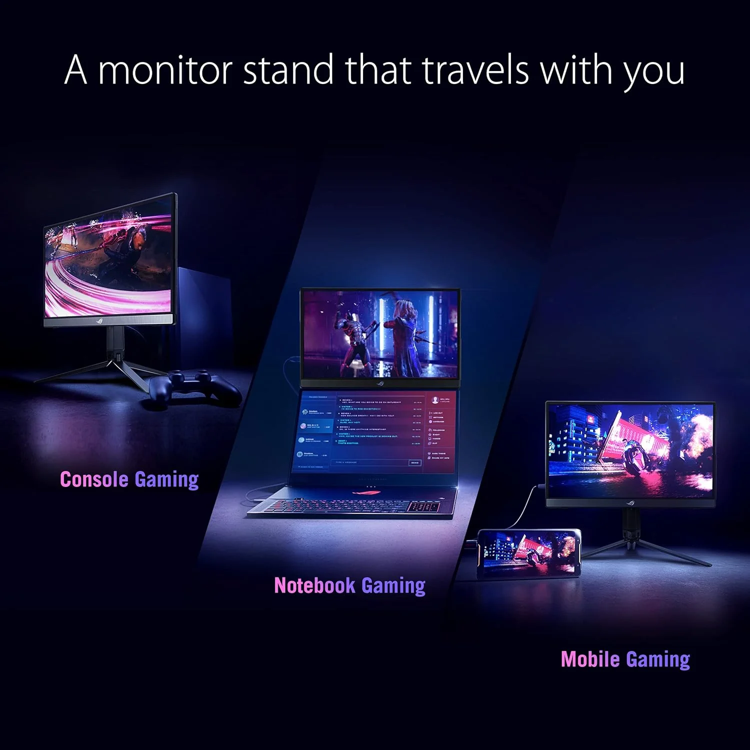 مانیتور گیمینگ قابل حمل 15.6 اینچی ASUS ROG Strix XG16AHP با نرخ نوسازی 144 هرتز FHD (1920 x 1080)، پنل IPS، NVIDIA G-SYNC، ضد تابش نور، باتری 7800 میلی آمپر ساعتی، پایه تاشو، USB Type-C، micro HDMI