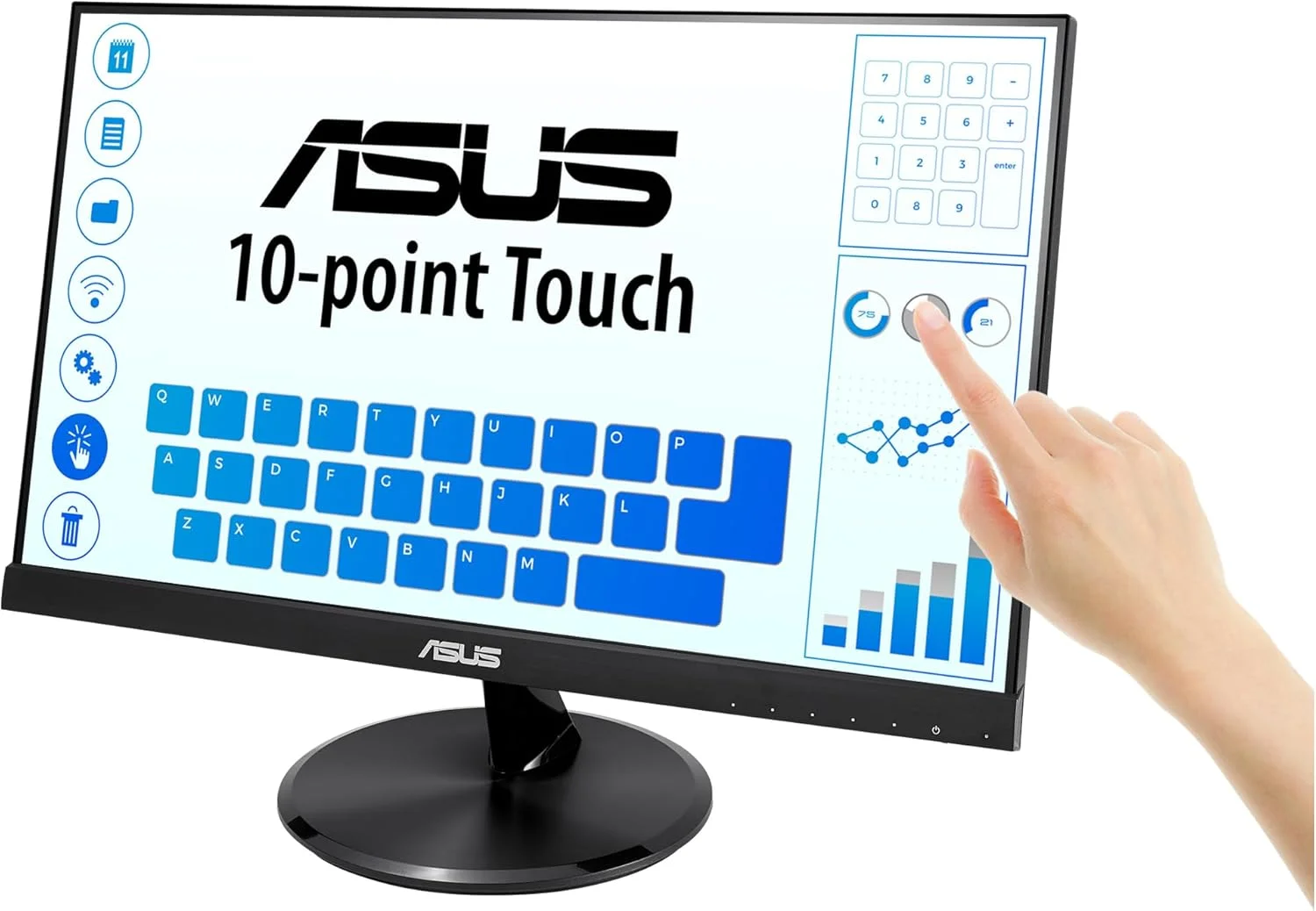 مانیتور لمسی ASUS VT229H - 21.5 اینچ FHD (1920x1080)، لمس 10 نقطه ای، IPS، زاویه دید گسترده 178 درجه، بدون قاب، نور آبی کم، HDMI