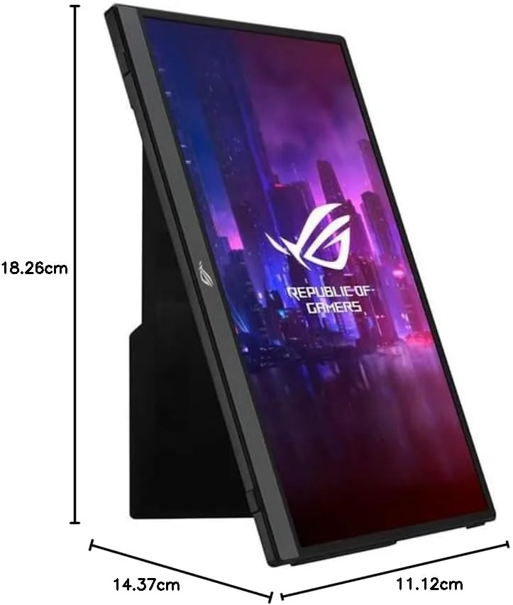 مانیتور گیمینگ قابل حمل 15.6 اینچی ASUS ROG Strix XG16AHP با نرخ نوسازی 144 هرتز FHD (1920 x 1080)، پنل IPS، NVIDIA G-SYNC، ضد تابش نور، باتری 7800 میلی آمپر ساعتی، پایه تاشو، USB Type-C، micro HDMI