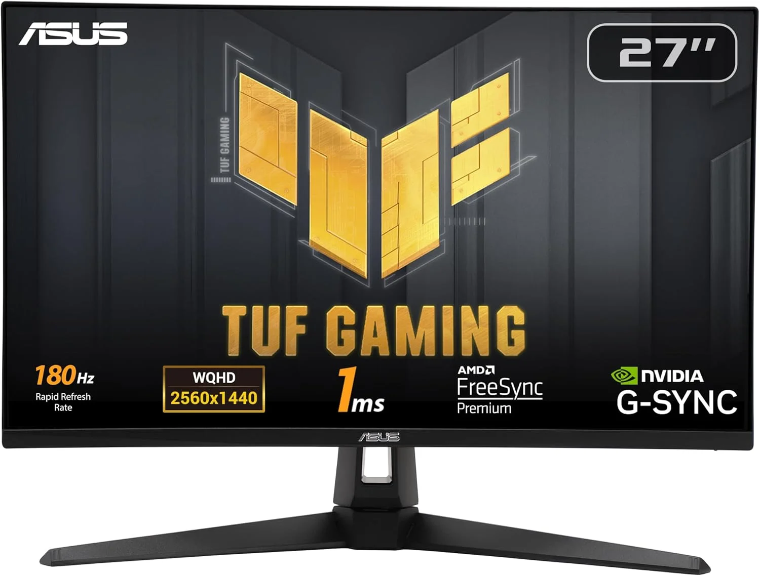 مانیتور گیمینگ ASUS TUF Gaming VG27AQ3A - 27 اینچ، QHD (2560x1440)، 180 هرتز، Fast IPS، ELMB Sync، 1 میلی‌ثانیه (GTG)، Freesync Premium™، سازگار با G-Sync، Variable Overdrive، 130% sRGB - مشکی