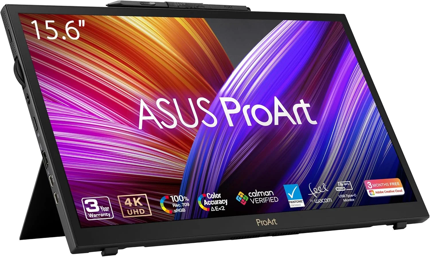 نمایشگر قلمی 15.6 اینچی 4K ایسوس ProArt (PA169CDV) - IPS، UHD (3840 x 2160)، WACOM Feel EMR، 100% sRGB، دارای گواهینامه Calman، دارای تاییدیه Pantone، بلندگوها، USB-C، لمس 10 نقطه ای، Dial، 3 سال گارانتی