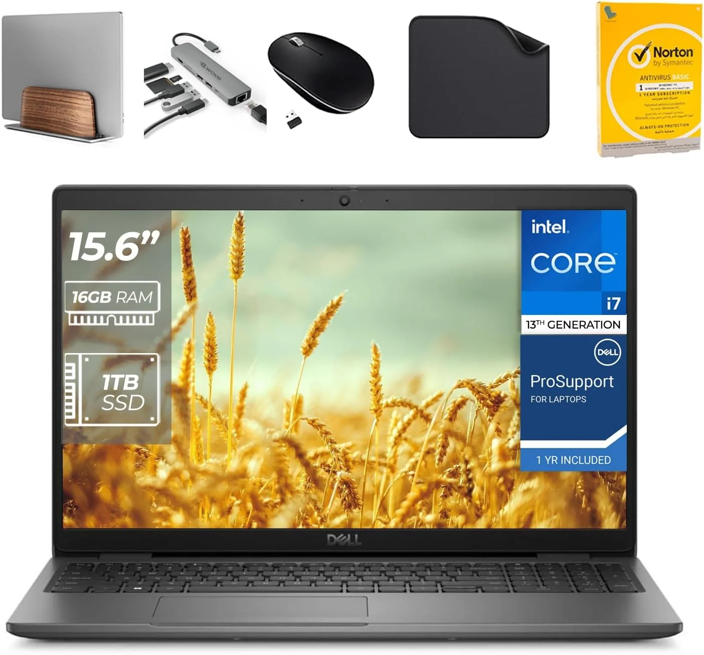لپ تاپ تجاری Dell Latitude 3550 - شامل پایه لپ تاپ First Wave + هاب 12 در 1 + ماوس + آنتی ویروس + پد ماوس | نسل سیزدهم Intel i7-1355U، وب کم، Win11 Pro (ارتقا) (16 گیگابایت رم | 1 ترابایت SSD)