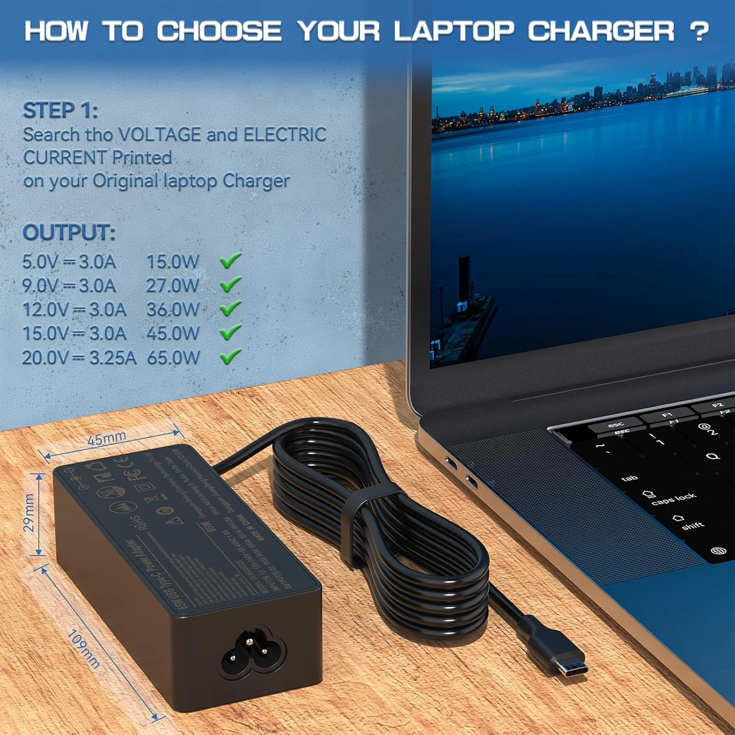 شارژر لپ تاپ 65 واتی USB C Chromebook، آداپتور کابل منبع تغذیه Type-C برای ایسوس، اچ پی، دل، لنوو، ایسر، سامسونگ، گوگل، سازگار گسترده با دستگاه های بیشتر با رابط Type-c
