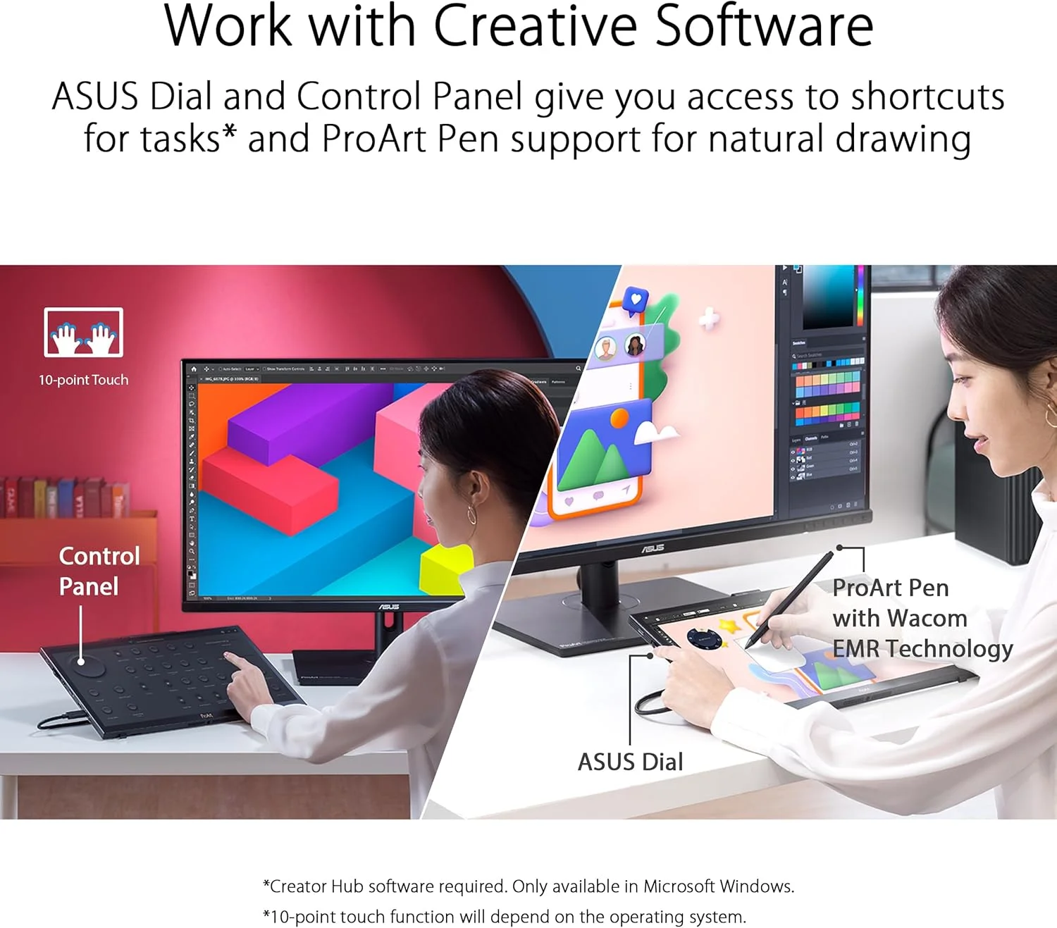 نمایشگر قلمی 15.6 اینچی 4K ایسوس ProArt (PA169CDV) - IPS، UHD (3840 x 2160)، WACOM Feel EMR، 100% sRGB، دارای گواهینامه Calman، دارای تاییدیه Pantone، بلندگوها، USB-C، لمس 10 نقطه ای، Dial، 3 سال گارانتی