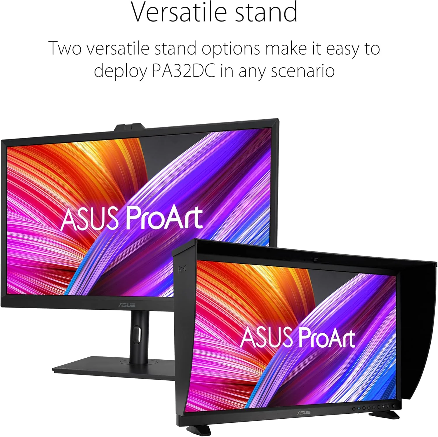 مانیتور حرفه ای ASUS ProArt Display OLED PA32DC – 31.5 اینچ، 4K UHD (3840 x 2160)، 99% DCI-P3، رنگ سنج داخلی، HDR-10، HLG، ΔE < 1، USB-C، HDMI، Calman Ready، یکپارچه سازی ColourSpace