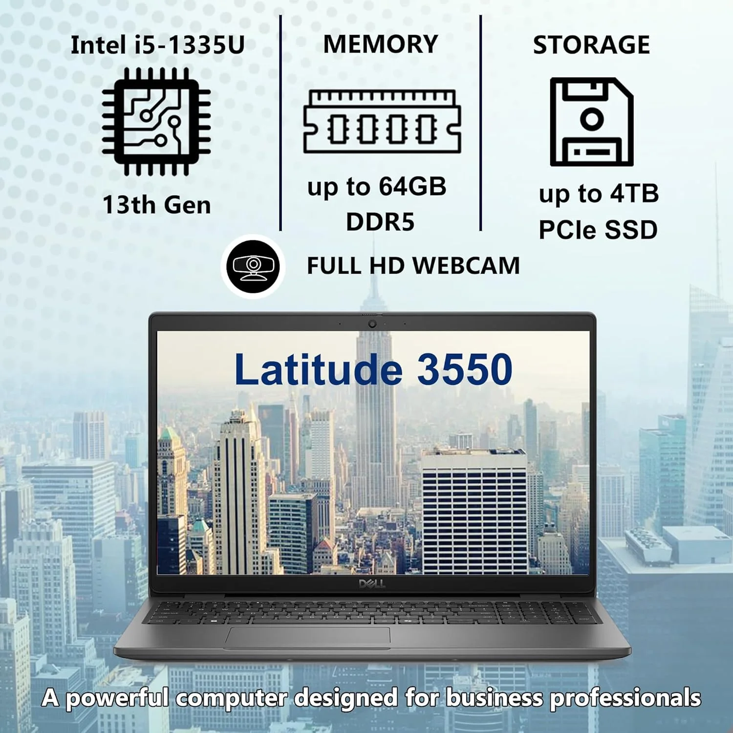 لپ تاپ Dell Latitude 3550 مناسب کار و تجارت، پردازنده Intel Core i5-1335U (بهتر از i7-1255U)، رم 16 گیگابایت DDR5، حافظه SSD 512 گیگابایت PCIe، صفحه نمایش 15.6 اینچ FHD، WiFi 6E، بلوتوث، وب کم FHD، USB4 Type-C، ویندوز 11 پرو لپ تاپ Dell Latitude 3550 مناسب کار و تجارت، پردازنده Intel Core i5-1335U (بهتر از i7-1255U)، رم 16 گیگابایت DDR5، حافظه SSD 512 گیگابایت PCIe، صفحه نمایش 15.6 اینچ FHD، WiFi 6E، بلوتوث، وب کم FHD، USB4 Type-C، ویندوز 11 پرو