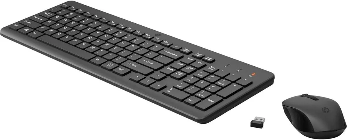 مجموعه کیبورد و ماوس بی‌سیم HP 330 - گیرنده USB بی‌سیم 2.4 گیگاهرتز - کلیدهای Chiclet، 12 میانبر صفحه کلید - ماوس 1600 DPI چند سطحی - نشانگر LED Num Lock، Caps Lock، Scroll Lock (2V9E6AA)