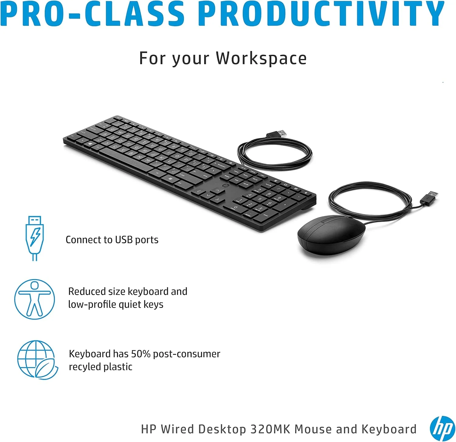 ست موس و کیبورد سیم دار HP 320MK مدل 9SR36AA ست موس و کیبورد سیم دار HP 320MK مدل 9SR36AA