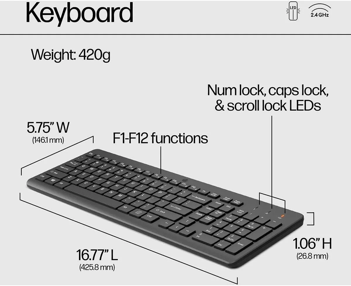 مجموعه کیبورد و ماوس بیسیم HP 330 - گیرنده USB بیسیم 2.4 گیگاهرتز - کلیدهای Chiclet، 12 میانبر صفحه کلید - ماوس 1600 DPI چند سطحی - نشانگر LED Num Lock، Caps Lock، Scroll Lock (2V9E6AA) مجموعه کیبورد و ماوس بیسیم HP 330 - گیرنده USB بیسیم 2.4 گیگاهرتز - کلیدهای Chiclet، 12 میانبر صفحه کلید - ماوس 1600 DPI چند سطحی - نشانگر LED Num Lock، Caps Lock، Scroll Lock (2V9E6AA)