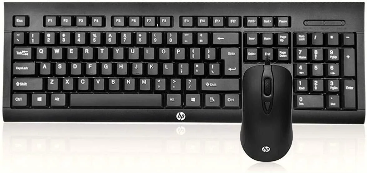 کیبورد و ماوس گیمینگ سیم دار USB مدل HP KM100 مناسب برای کامپیوتر و لپ تاپ - مشکی