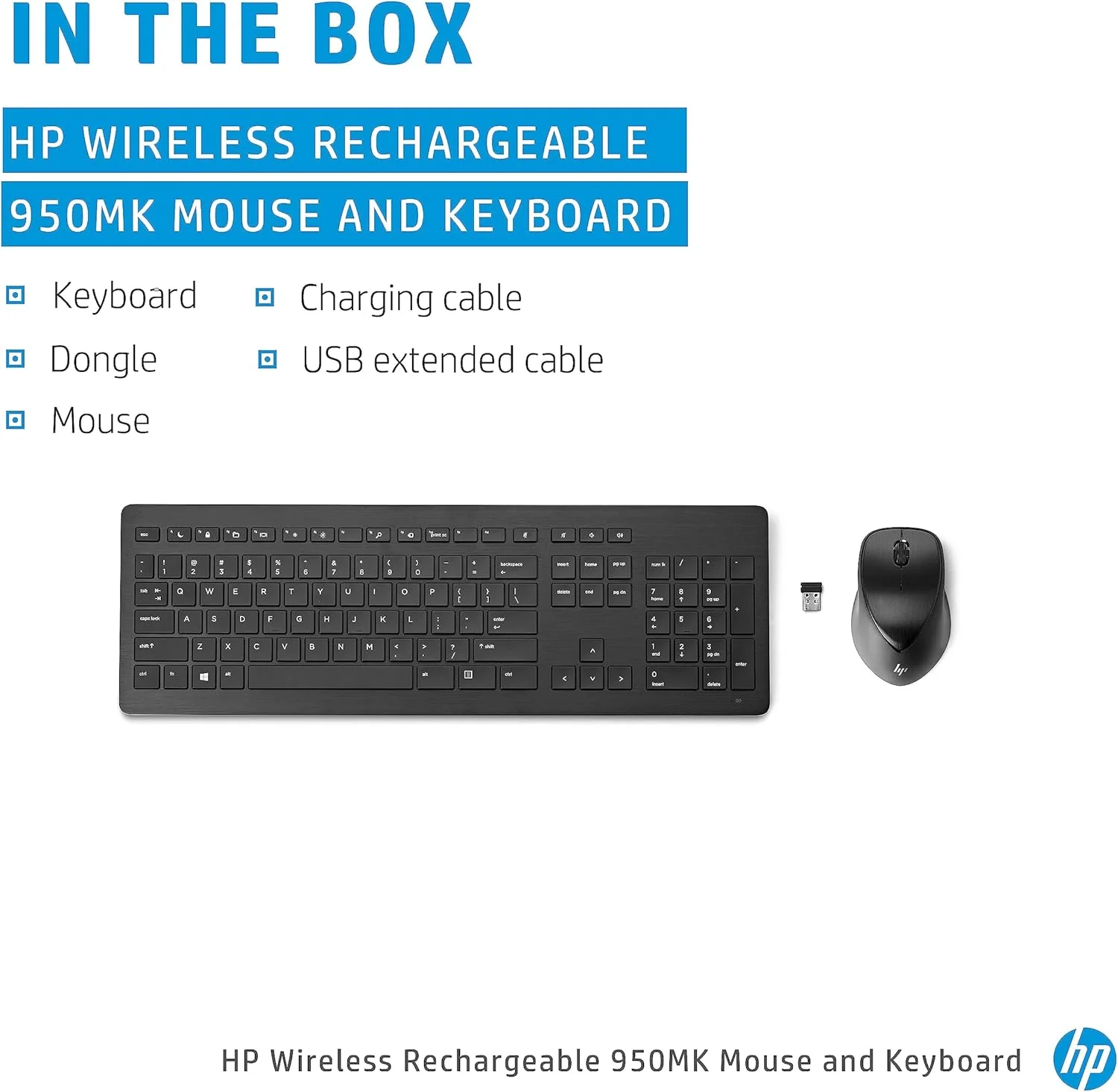 موس و کیبورد بی سیم قابل شارژ HP مدل 950MK