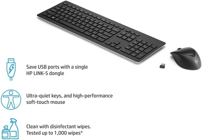 موس و کیبورد بی سیم قابل شارژ HP مدل 950MK