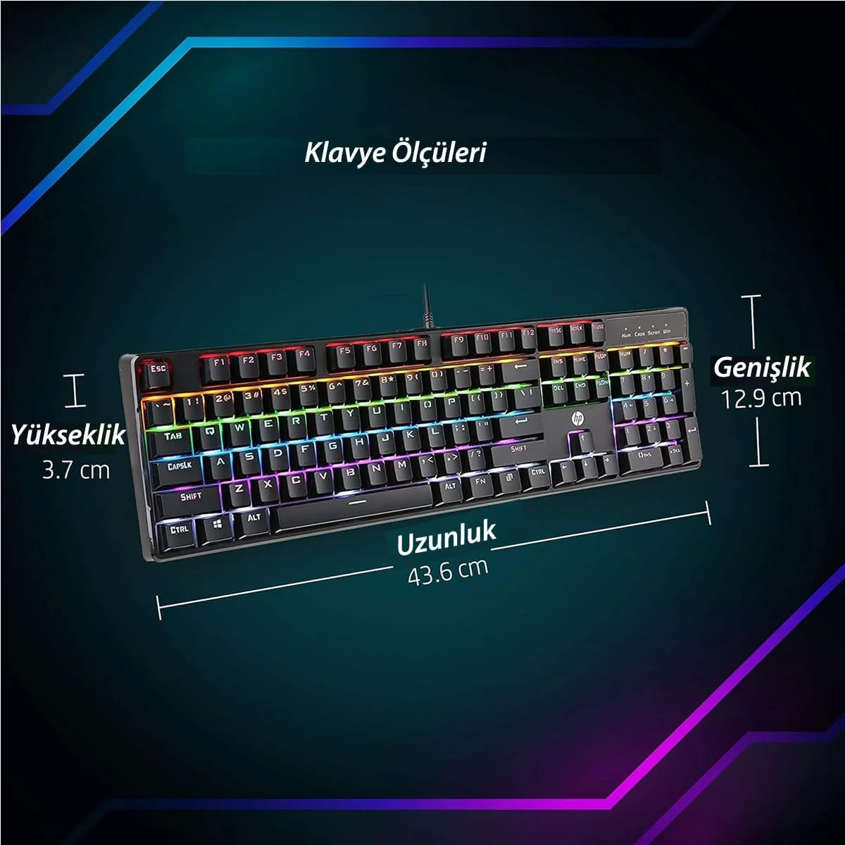 کیبورد گیمینگ مکانیکی HP GK100F با سوئیچ آبی، حروف انگلیسی Q کیبورد گیمینگ مکانیکی HP GK100F با سوئیچ آبی، حروف انگلیسی Q
