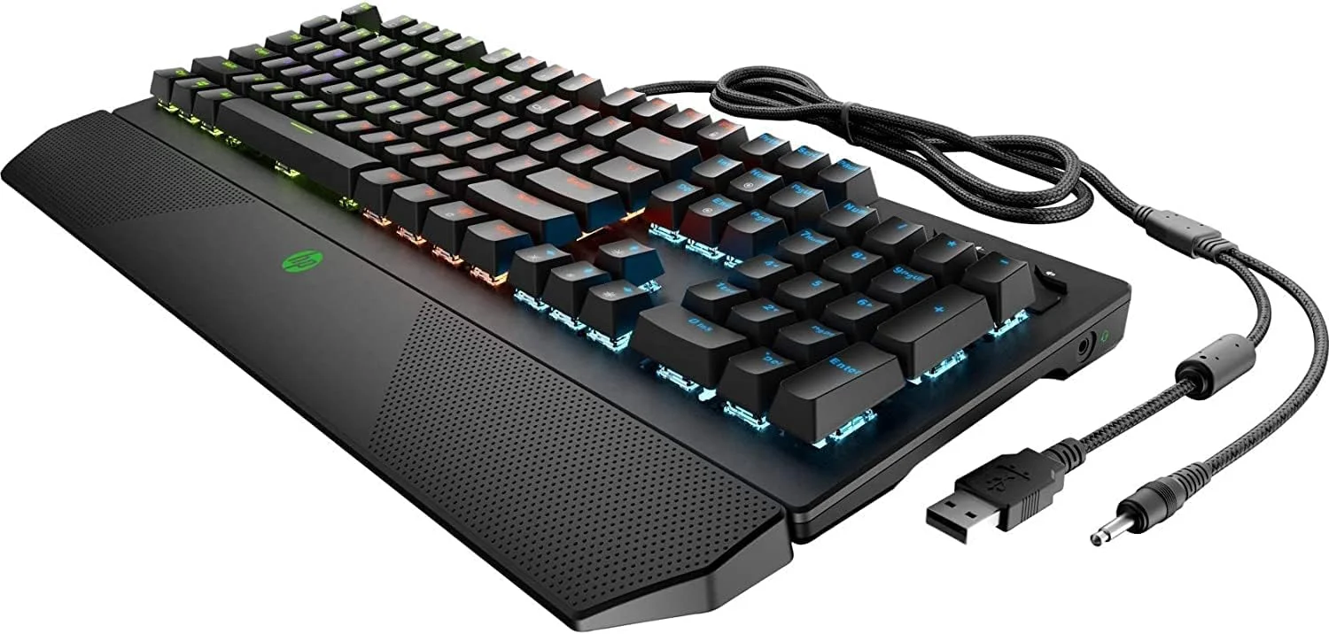 کیبورد گیمینگ مکانیکی سیم دار HP Pavilion 800 با نور پس زمینه LED چهار منطقه ای، Anti-Ghosting N-Key Rollover، کنترل صدا و سوئیچ های مکانیکی قرمز (5JS06AA) کیبورد گیمینگ مکانیکی سیم دار HP Pavilion 800 با نور پس زمینه LED چهار منطقه ای، Anti-Ghosting N-Key Rollover، کنترل صدا و سوئیچ های مکانیکی قرمز (5JS06AA)