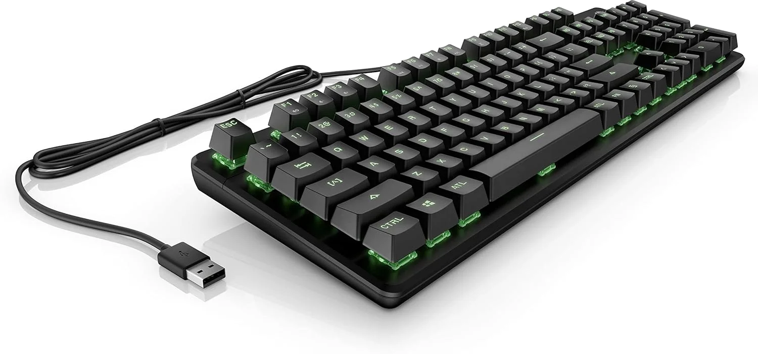 کیبورد گیمینگ HP Pavilion 500، کیبورد مکانیکی، USB سیمی، نور پس زمینه RGB، مشکی - 3VN40AA