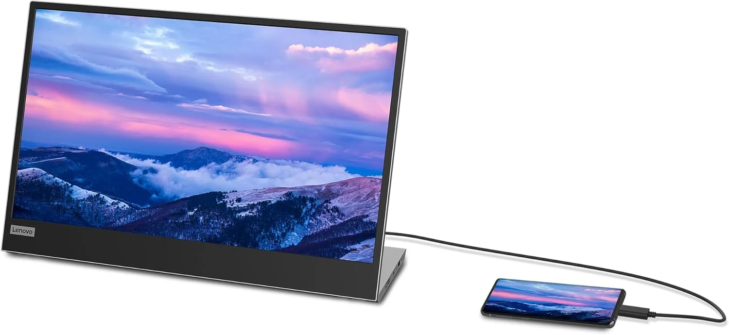 مانیتور قابل حمل 15.6 اینچی لنوو L15، FHD، 1080p، 60 هرتز، IPS، 6ms، USB-C، همراه با کاور، مشکی کلاغی [66E4UAC1WL] - 3 سال گارانتی