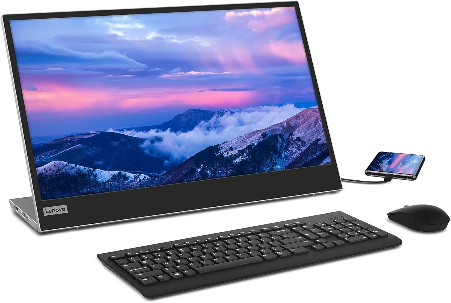 مانیتور قابل حمل 15.6 اینچی لنوو L15، FHD، 1080p، 60 هرتز، IPS، 6ms، USB-C، همراه با کاور، مشکی کلاغی [66E4UAC1WL] - 3 سال گارانتی
