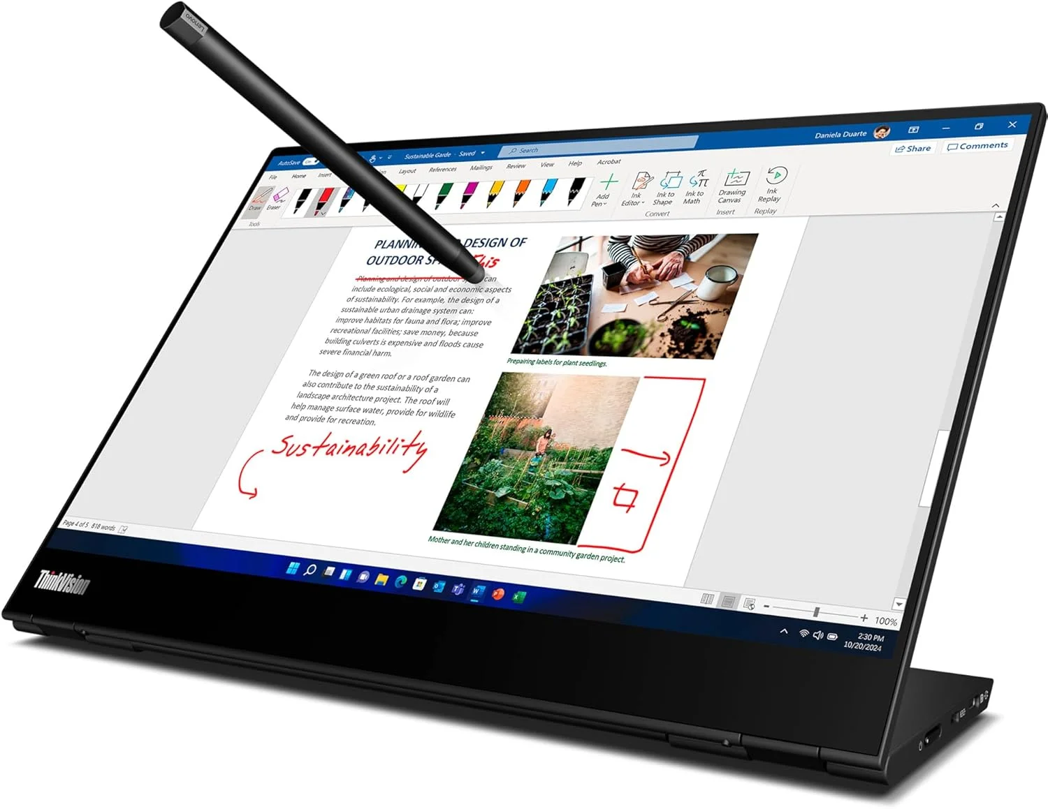 مانیتور 14 اینچی لنوو ThinkVision M14t Gen2