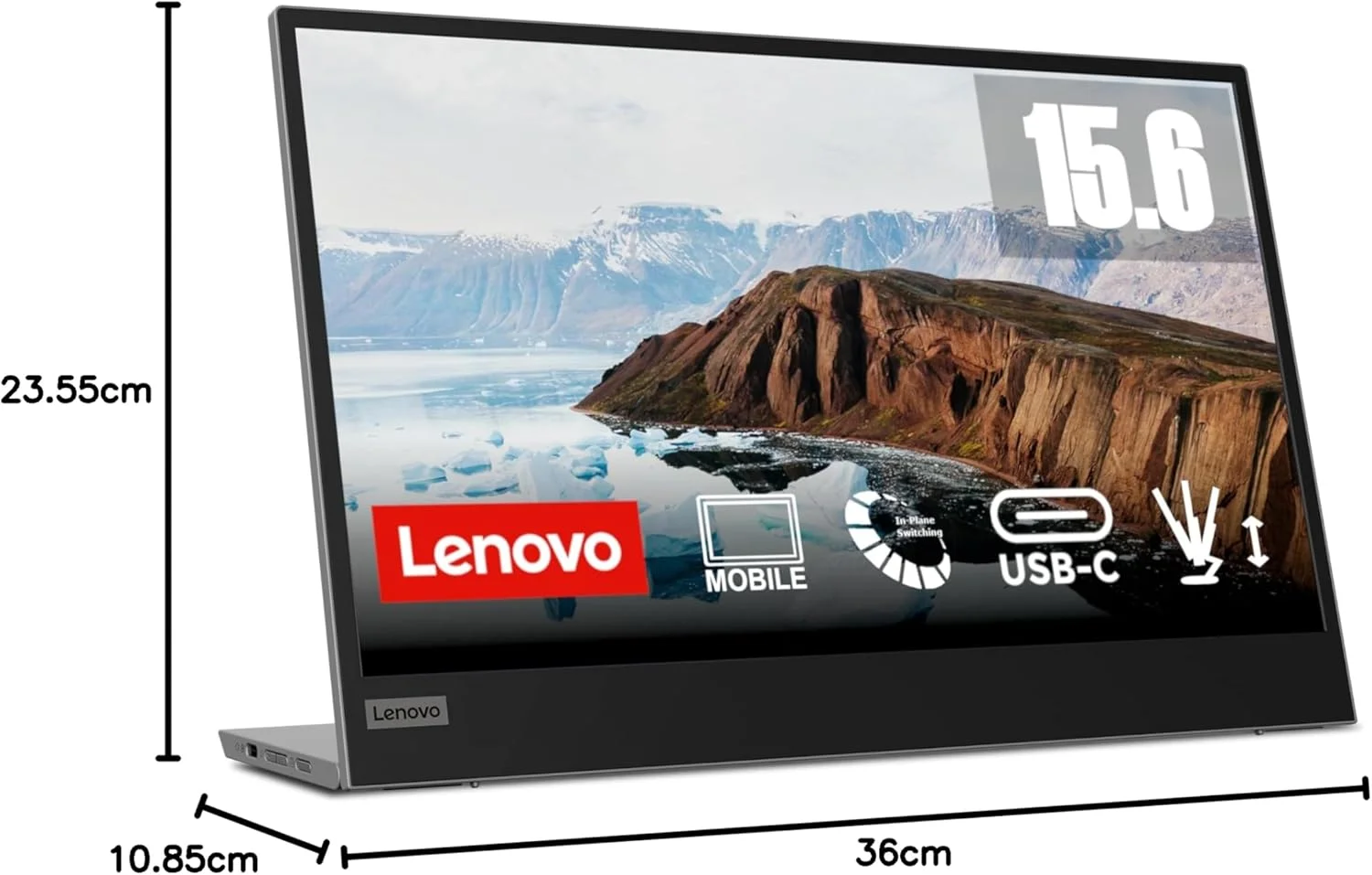 مانیتور قابل حمل 15.6 اینچی لنوو L15، FHD، 1080p، 60 هرتز، IPS، 6ms، USB-C، همراه با کاور، مشکی کلاغی [66E4UAC1WL] - 3 سال گارانتی