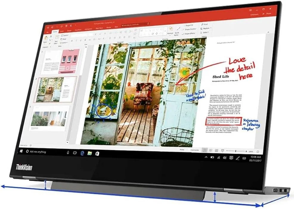 مانیتور قابل حمل لمسی لنوو ThinkVision M14t با صفحه نمایش 14 اینچی FHD IPS، زمان پاسخگویی 6 میلی‌ثانیه، 2 پورت USB 3.1 Type-C و قلم فعال - مشکی کلاغی