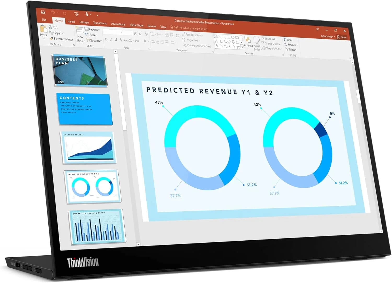 مانیتور موبایل 14 اینچی لنوو ThinkVision M14d مدل 63AAUAT6WL با نسبت تصویر 16:10 و رزولوشن 2K 2440X1400 (پنل IPS، نرخ بروزرسانی 60 هرتز، زمان پاسخگویی 6 میلی‌ثانیه، 2 پورت USB-C، 2 پورت USB2.0) - پایه با قابلیت تنظیم شیب و ارتفاع، مشکی