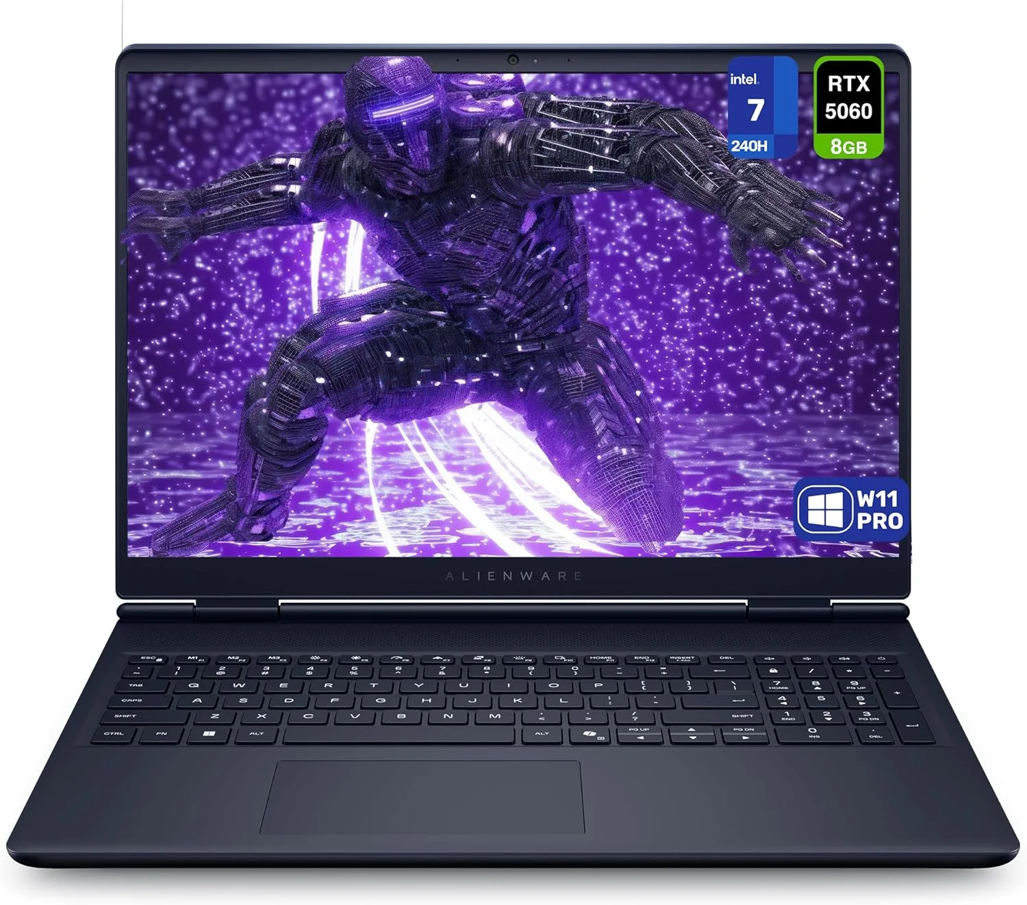 لپ تاپ گیمینگ Alienware 16 Aurora، پردازنده Intel 7-240H، رم 64 گیگابایتی DDR5، حافظه SSD PCIe 2 ترابایتی، نمایشگر 16 اینچی WQXGA (2560x1600) 120 هرتز، کارت گرافیک Nvidia G-Force RTX 5060، کیبورد با نور پس زمینه، ویندوز 11 پرو، آبی