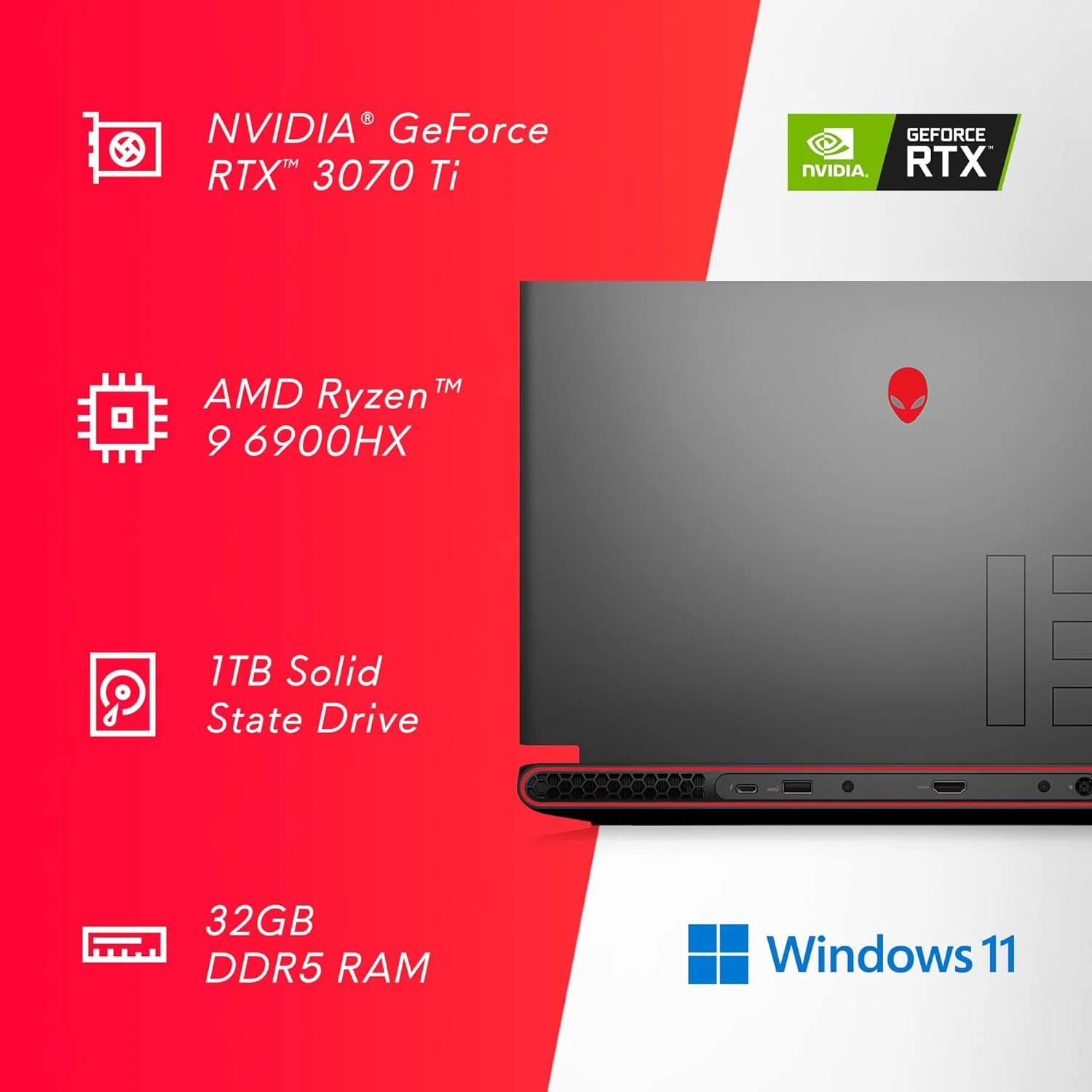 لپ تاپ گیمینگ 15.6 اینچی Alienware m15 R7 - QHD (2560x1440) 240Hz، AMD Ryzen 9 6900HX، 32 گیگابایت DDR5، 1 ترابایت SSD، RTX 3070Ti، HDMI، Wifi، وب کم، ویندوز 11، 1 سال خدمات پریمیوم + 6 ماه خدمات انتقال - مشکی لپ تاپ گیمینگ 15.6 اینچی Alienware m15 R7 - QHD (2560x1440) 240Hz، AMD Ryzen 9 6900HX، 32 گیگابایت DDR5، 1 ترابایت SSD، RTX 3070Ti، HDMI، Wifi، وب کم، ویندوز 11، 1 سال خدمات پریمیوم + 6 ماه خدمات انتقال - مشکی