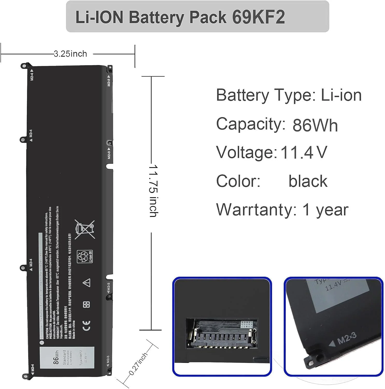 باتری لپ تاپ جدید 11.4 ولت 86 وات ساعت 69KF2 برای Dell Alienware M15 R3 R4 R5 R6 R7 Dell XPS 15 9500 9510 9520 9530 Precision 5550 5570 Mobile Workstation سری 70N2F 8FCTC 08FCTC 70N2F 070N2F، جایگزین باتری لپ تاپ جدید 11.4 ولت 86 وات ساعت 69KF2 برای Dell Alienware M15 R3 R4 R5 R6 R7 Dell XPS 15 9500 9510 9520 9530 Precision 5550 5570 Mobile Workstation سری 70N2F 8FCTC 08FCTC 70N2F 070N2F، جایگزین