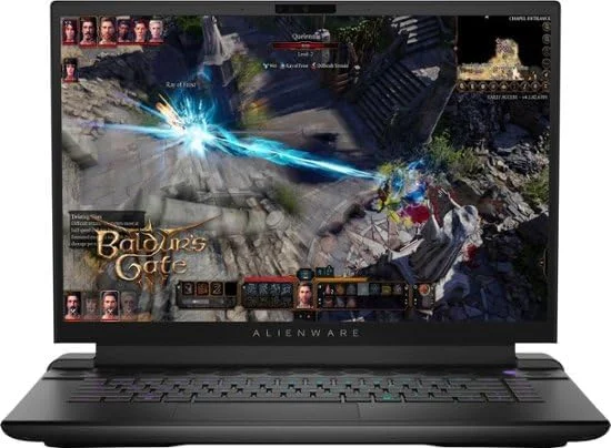 لپ تاپ گیمینگ Dell Alienware M16 مدل 2023، صفحه نمایش 16 اینچی QHD+ 165 هرتز، پردازنده Core i7-13700HX با 16 هسته، 16 گیگابایت رم، 1 ترابایت SSD، کارت گرافیک NVIDIA RTX 4070 8GB، نور پس زمینه RGB، صفحه کلید انگلیسی، ویندوز 11 پرو، رنگ Dark Metallic Moon
