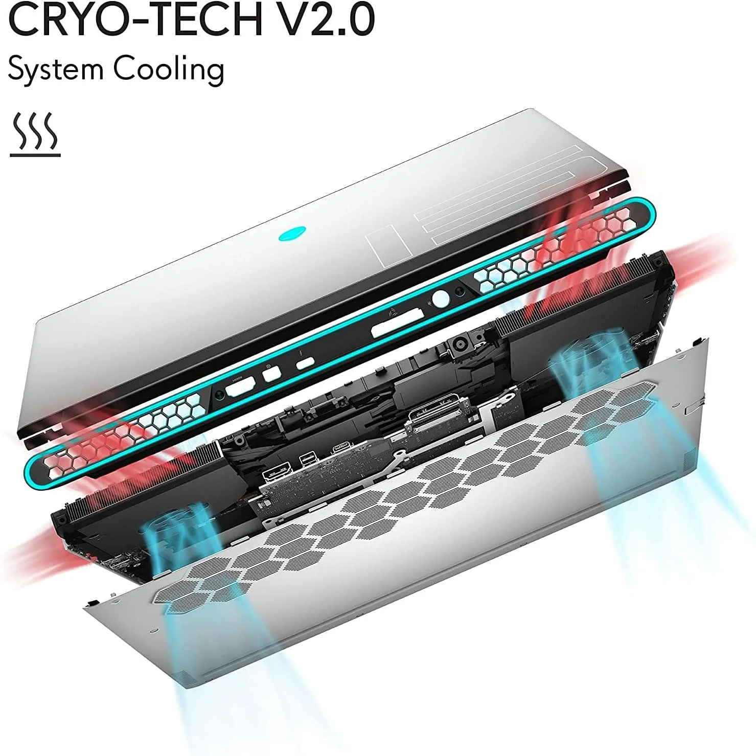 لپ تاپ گیمینگ ممتاز Dell Alienware M15 R3، پردازنده Intel Core i9 10980HK، 15.6 اینچ، 1 ترابایت SSD، 32 گیگابایت رم، کارت گرافیک NVIDIA GeForce RTX 2080 8GB، ویندوز 10 هوم، صفحه کلید انگلیسی عربی، سفید، 15-ALNWV-CTOU-WHT
