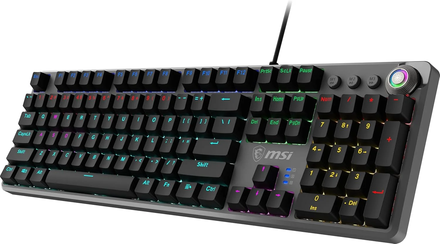 MSI Forge GK310 RED US - کیبورد مکانیکی، سوییچ قرمز، قابلیت تعویض سریع، RGB، ارگونومیک، Anti-GHOSTING، پوشش مغناطیسی بالایی، رسانه هوشمند دوگانه، زاویه قابل تنظیم (مشکی)