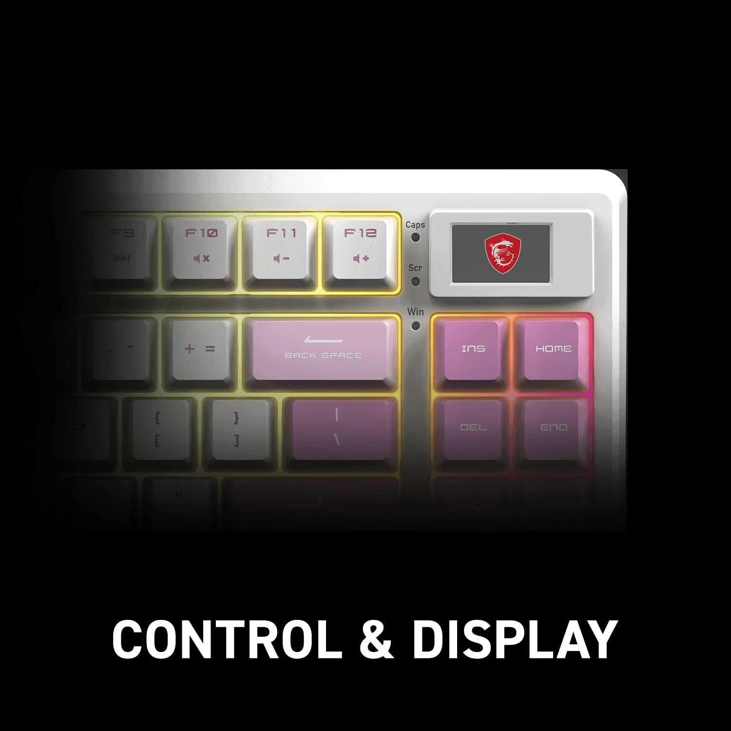 MSI Forge GK600 TKL W Violet US - سوییچ‌های مکانیکی خطی - کلیدهای PBT سابلیمیشن رنگی، پایه ضد لغزش، RGB LED، USB 2.0، بلوتوث، 2.4 گیگاهرتز - بدون صفحه کلید اعداد
