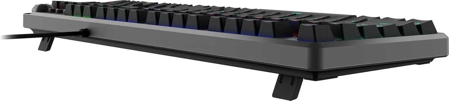 MSI Forge GK310 RED US - کیبورد مکانیکی، سوییچ قرمز، قابلیت تعویض سریع، RGB، ارگونومیک، Anti-GHOSTING، پوشش مغناطیسی بالایی، رسانه هوشمند دوگانه، زاویه قابل تنظیم (مشکی)