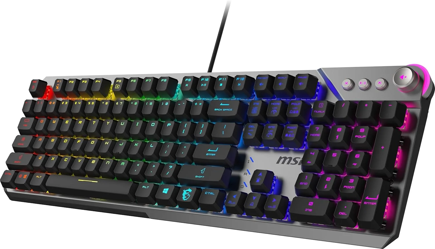 MSI Strike 600 - سوئیچهای KAILH Midnight PRO Silent Tactile - کلیدهای ارگونومیک، پایه ضد لغزش، نورپردازی RGB Mystic Light برای هر کلید، USB 2.0 - اندازه کامل MSI Strike 600 - سوئیچهای KAILH Midnight PRO Silent Tactile - کلیدهای ارگونومیک، پایه ضد لغزش، نورپردازی RGB Mystic Light برای هر کلید، USB 2.0 - اندازه کامل