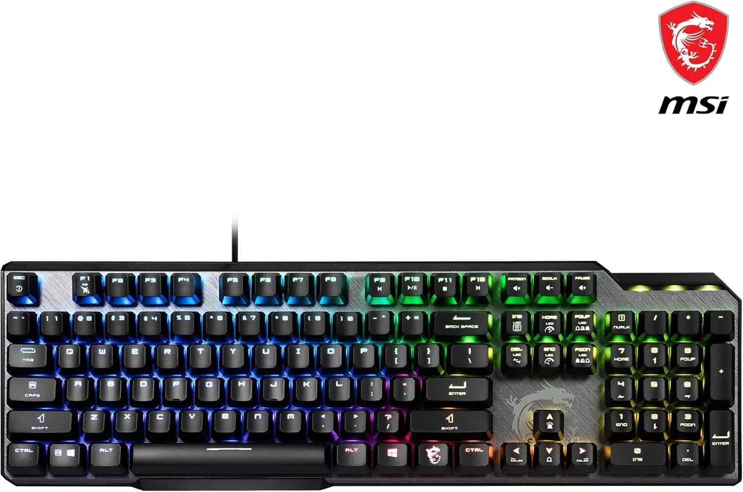 کیبورد MSI VIGOR GK50 ELITE BOX WHITE USB QWERTZ فرانسوی مشکی، فلزی