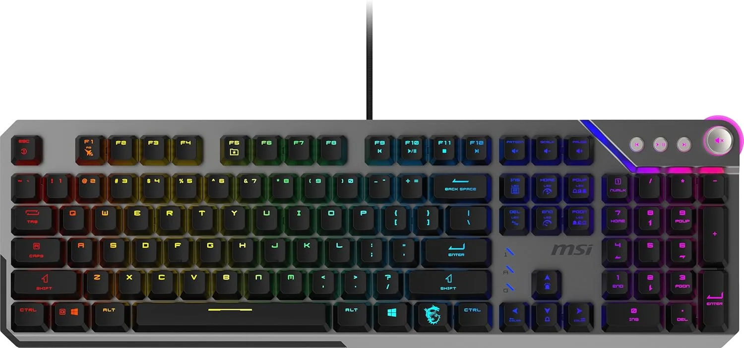 MSI STRIKE 600 - کلیدهای لمسی بیصدای KAILH MIDNIGHT PRO - کلیدهای ارگونومیک، پایه ضد لغزش، نورپردازی RGB Mystic برای هر کلید، USB 2.0 - اندازه کامل MSI STRIKE 600 - کلیدهای لمسی بیصدای KAILH MIDNIGHT PRO - کلیدهای ارگونومیک، پایه ضد لغزش، نورپردازی RGB Mystic برای هر کلید، USB 2.0 - اندازه کامل
