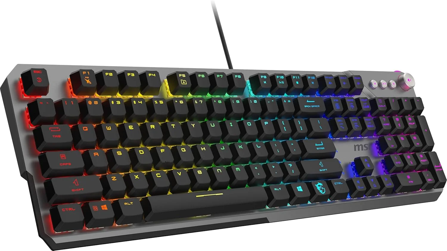 MSI STRIKE 600 - کلیدهای لمسی بیصدای KAILH MIDNIGHT PRO - کلیدهای ارگونومیک، پایه ضد لغزش، نورپردازی RGB Mystic برای هر کلید، USB 2.0 - اندازه کامل MSI STRIKE 600 - کلیدهای لمسی بیصدای KAILH MIDNIGHT PRO - کلیدهای ارگونومیک، پایه ضد لغزش، نورپردازی RGB Mystic برای هر کلید، USB 2.0 - اندازه کامل
