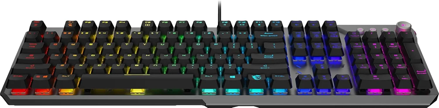 MSI STRIKE 600 - کلیدهای لمسی بیصدای KAILH MIDNIGHT PRO - کلیدهای ارگونومیک، پایه ضد لغزش، نورپردازی RGB Mystic برای هر کلید، USB 2.0 - اندازه کامل MSI STRIKE 600 - کلیدهای لمسی بیصدای KAILH MIDNIGHT PRO - کلیدهای ارگونومیک، پایه ضد لغزش، نورپردازی RGB Mystic برای هر کلید، USB 2.0 - اندازه کامل