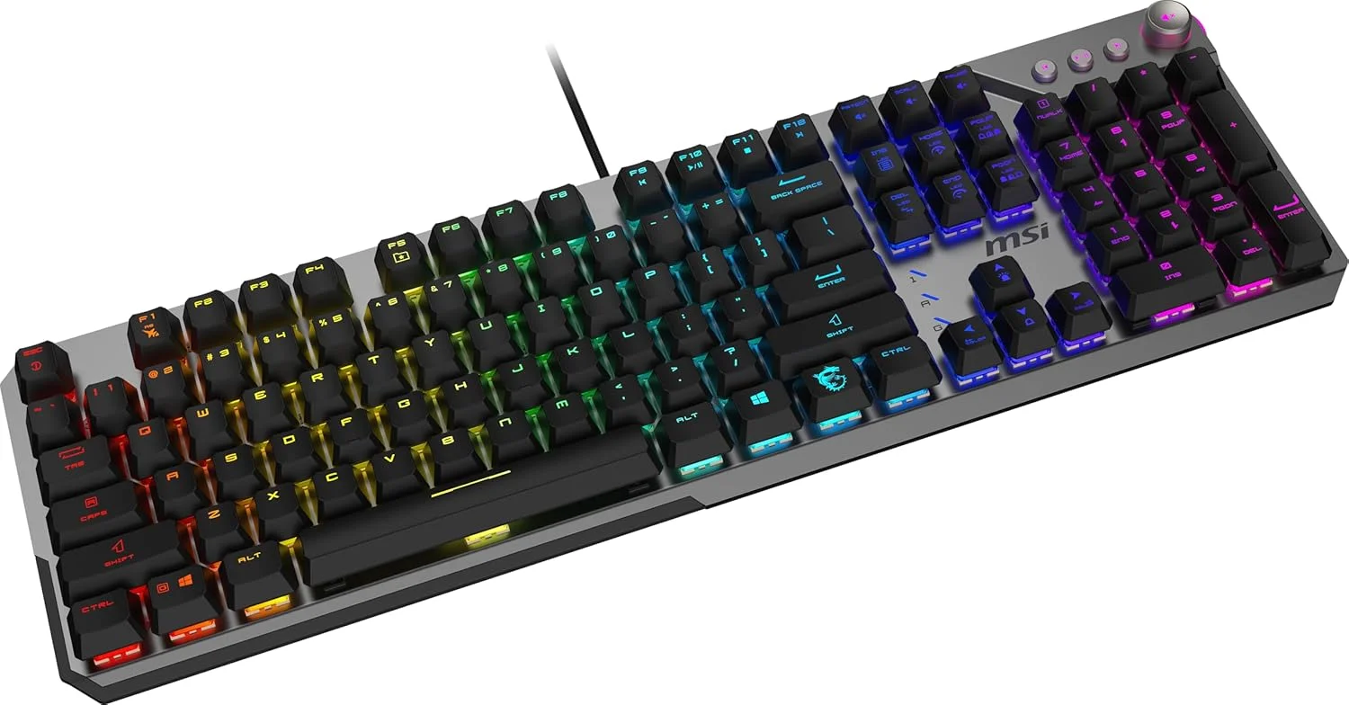 MSI STRIKE 600 - کلیدهای لمسی بیصدای KAILH MIDNIGHT PRO - کلیدهای ارگونومیک، پایه ضد لغزش، نورپردازی RGB Mystic برای هر کلید، USB 2.0 - اندازه کامل MSI STRIKE 600 - کلیدهای لمسی بیصدای KAILH MIDNIGHT PRO - کلیدهای ارگونومیک، پایه ضد لغزش، نورپردازی RGB Mystic برای هر کلید، USB 2.0 - اندازه کامل