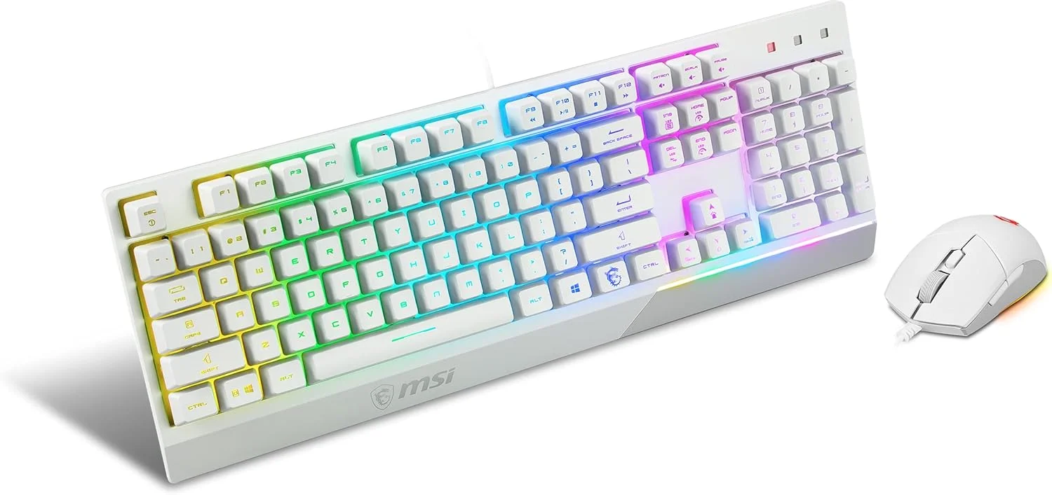کیبورد گیمینگ MSI Vigor GK30 Combo GM11 RGB، سفید - ایتالیایی