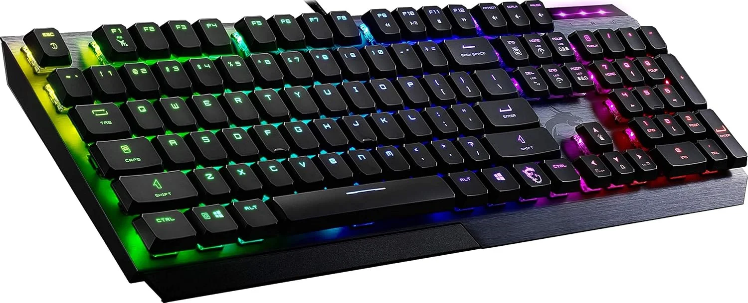 کیبورد گیمینگ MSI Vigor GK50 Low Profile، نور پس زمینه RGB LED، سوییچ های مکانیکی Kailh، آلومینیومی