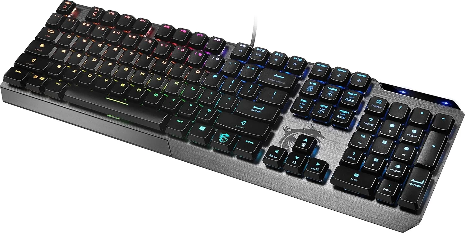 کیبورد گیمینگ MSI Vigor GK50 Low Profile، نور پس زمینه RGB LED، سوییچ های مکانیکی Kailh، آلومینیومی