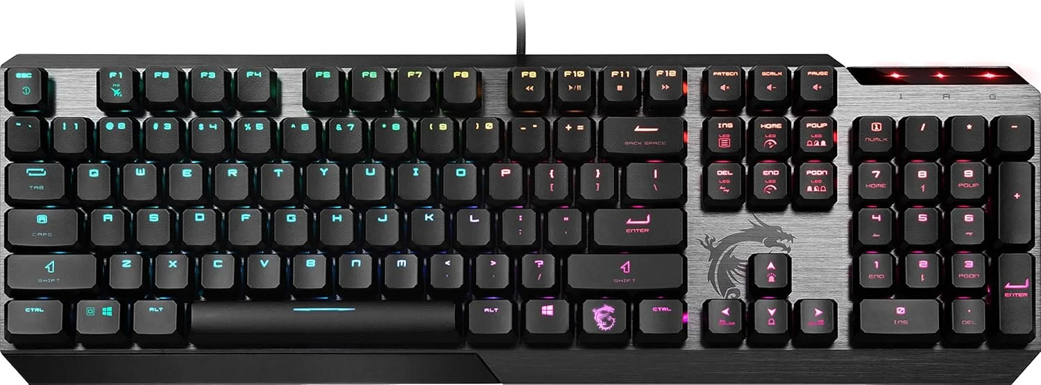 کیبورد گیمینگ MSI Vigor GK50 Low Profile، نور پس زمینه RGB LED، سوییچ های مکانیکی Kailh، آلومینیومی