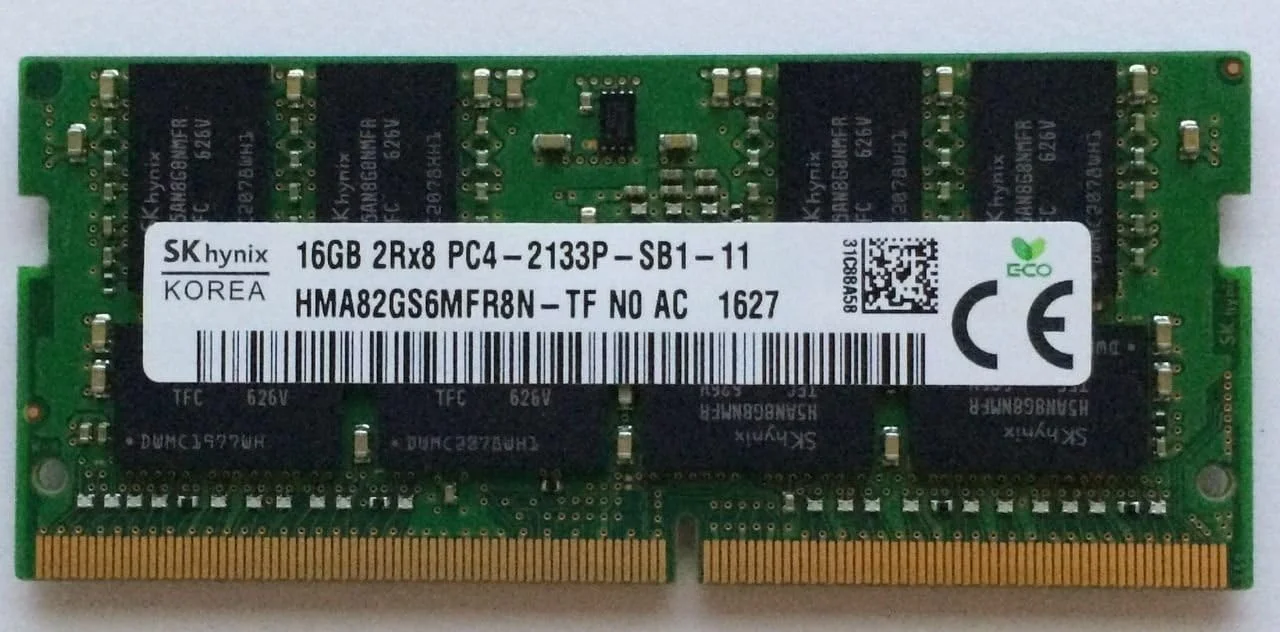 رم لپ تاپ 16 گیگابایتی هاینیکس 2Rx8 PC4-2133P DDR4-17000 SODIMM مناسب لپ تاپ های ALIENWARE و DELL مدل HMA82GS6MFR8N-TF