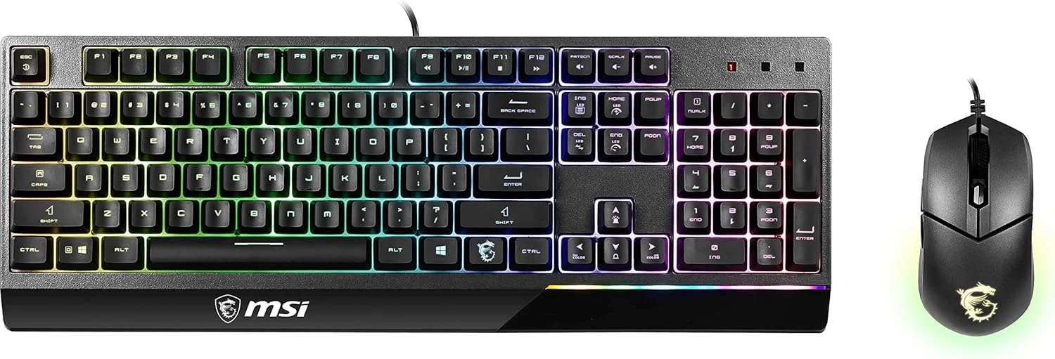 ست کیبورد گیمینگ MSI Vigor GK30 و ماوس گیمینگ GM11، نورپردازی RGB 6 ناحیه‌ای، ضد آب و مقاوم در برابر پاشش، 5000 DPI